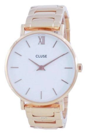 Cluse Minuit 3-Link White Dial Rose Gold Tone Acero inoxidable Quartz CW0101203027 Reloj para mujer