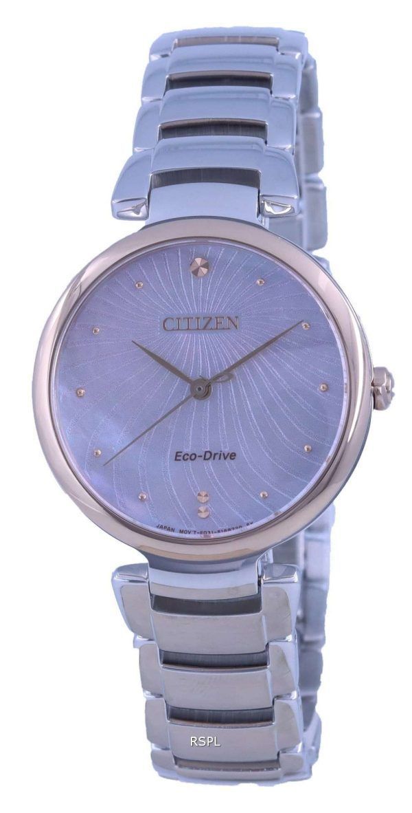 Reloj Citizen de nácar con esfera de dos tonos de acero inoxidable Eco-Drive EM0854-89Y para mujer