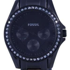 Fossil Riley Reloj multifunción de acero inoxidable con esfera negra y cuarzo ES4519 para mujer