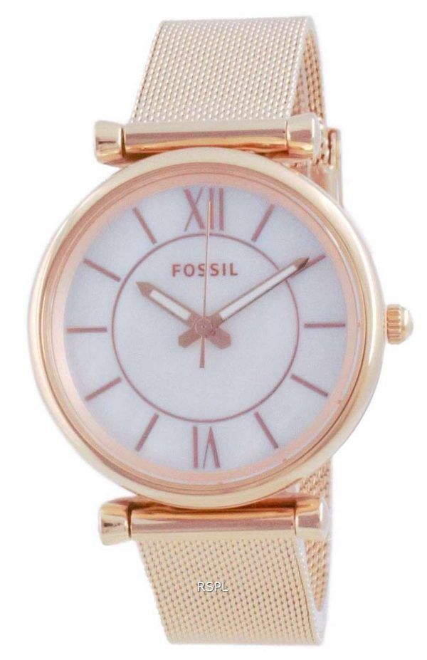 Fossil Carlie Rose Gold Tone Quartz ES5058SET Reloj para mujer