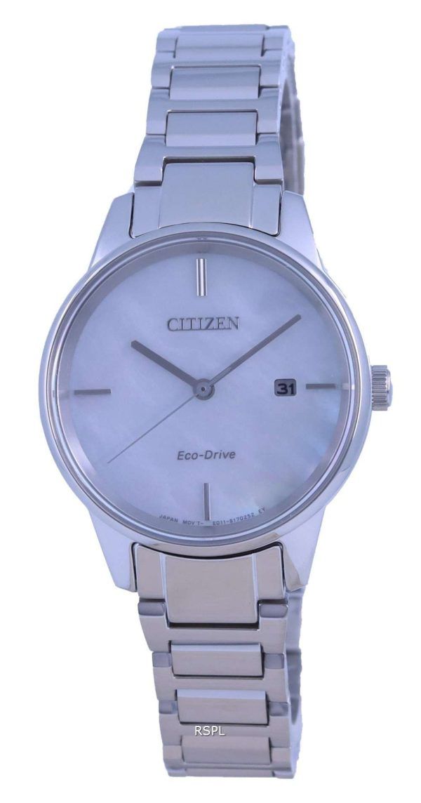 Reloj Citizen de nácar con esfera de acero inoxidable Eco-Drive EW2590-85D para mujer