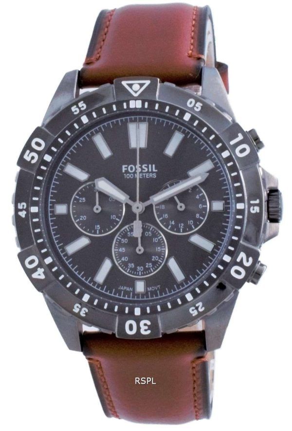 Fossil Garrett Chronograph Black Dial Leather Quartz FS5770 100M Reloj para hombre
