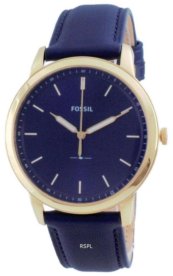 Fossil The Minimalist 3H Reloj para hombre con esfera azul, tono dorado, acero inoxidable, cuarzo