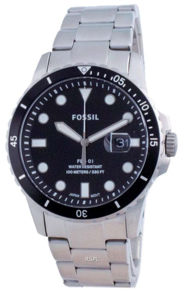 Fossil FB-01 Reloj de cuarzo de acero inoxidable con esfera negra FS5805SET 100M para hombre