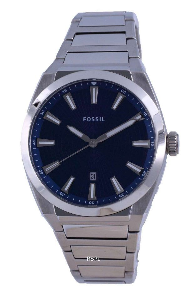 Fossil Everett Reloj para hombre con esfera azul de acero inoxidable y cuarzo FS5822