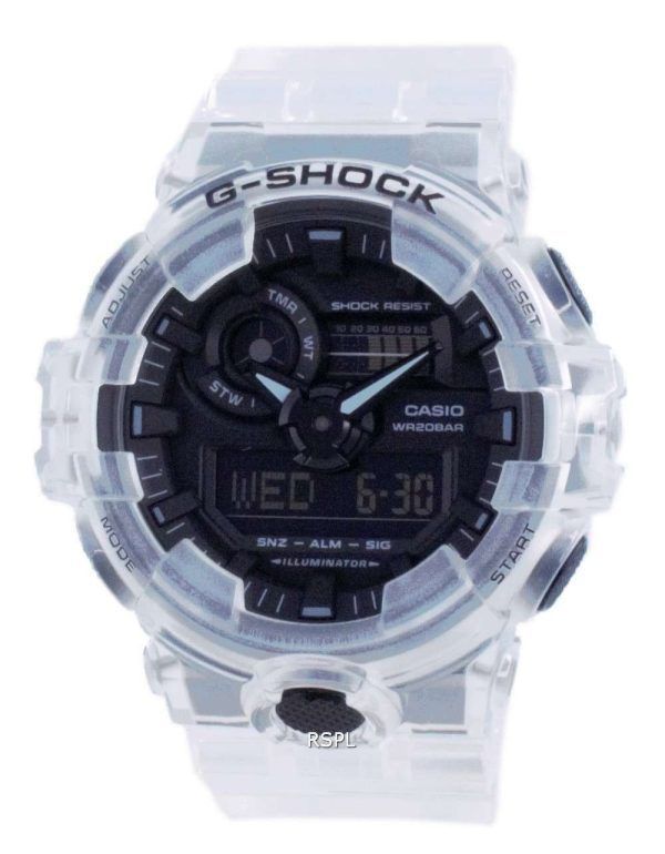 Reloj Casio G-Shock Transparente Analógico Digital Quartz Diver&#39,s GA-700SKE-7A GA700SKE-7 200M Reloj para hombre
