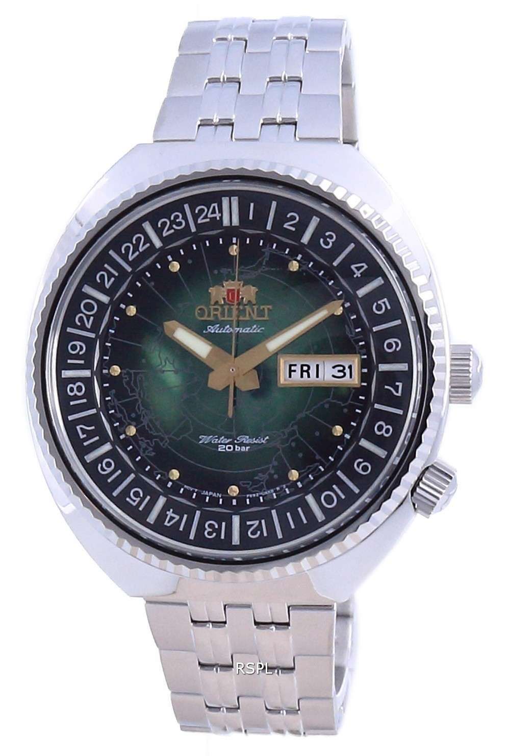 Reloj para hombre Orient World Map Revival de acero inoxidable automático Diver&#39,s RA-AA0E02E19B 200M