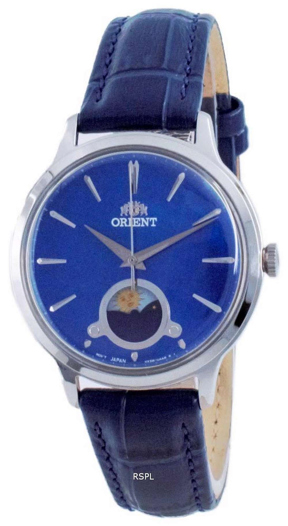 Orient Classic Sun &amp, Moon Blue Dial Quartz RA-KB0004A10B Reloj para mujer