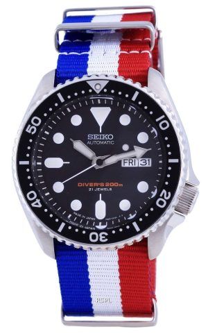 Reloj para hombre Seiko Automatic Diver&#39,s Japan Made Polyester SKX007J1-var-NATO25 200M