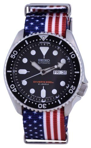 Reloj para hombre Seiko Automatic Diver&#39,s Japan Made Polyester SKX007J1-var-NATO27 200M