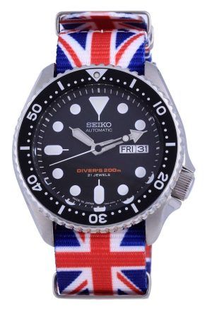 Reloj para hombre Seiko Automatic Diver&#39,s Japan Made Polyester SKX007J1-var-NATO28 200M