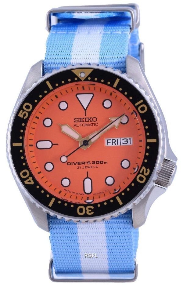 Reloj para hombre Seiko Automatic Diver&#39,s Japan Made Polyester SKX011J1-var-NATO24 200M