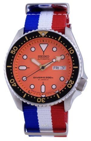 Reloj para hombre Seiko Automatic Diver&#39,s Japan Made Polyester SKX011J1-var-NATO25 200M