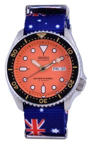 Reloj para hombre Seiko Automatic Diver&#39,s Japan Made Polyester SKX011J1-var-NATO30 200M