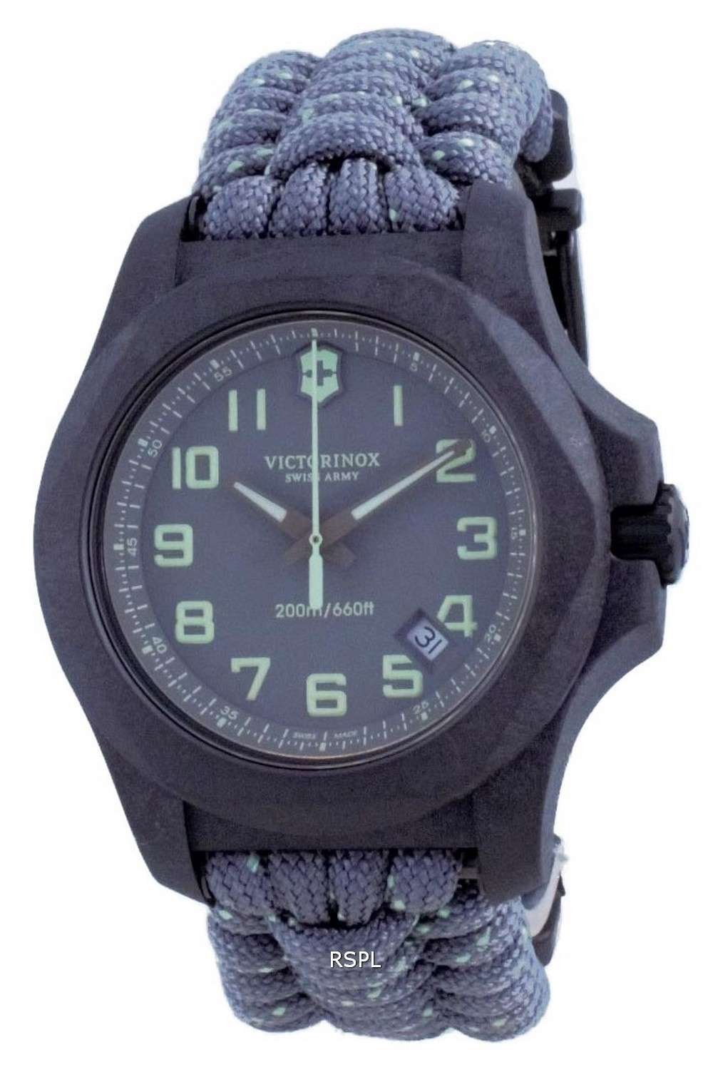 Victorinox INOX Carbon Grey Textile Diver&#39,s Quartz 241861 200M Reloj para hombre
