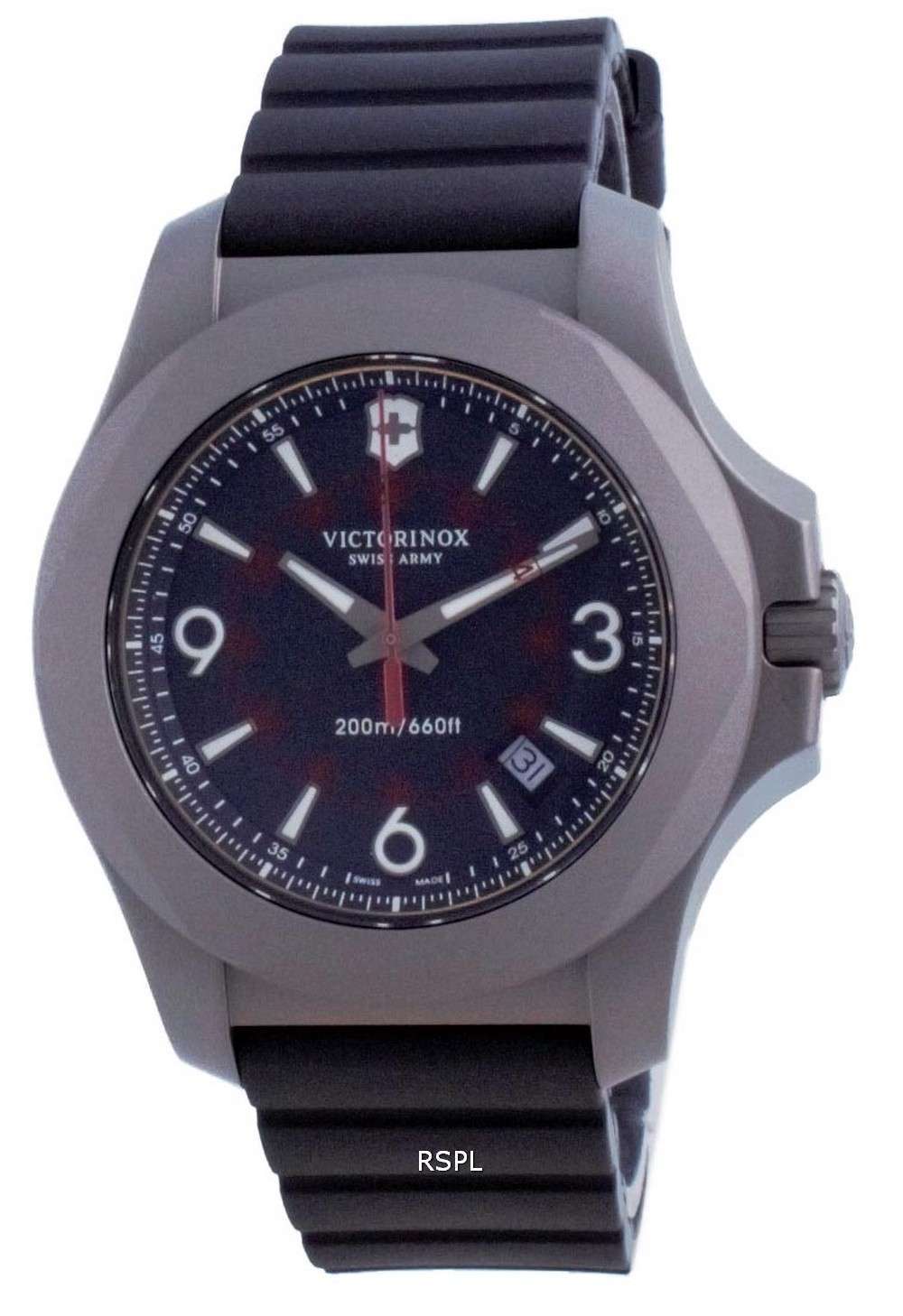 Victorinox INOX Reloj de cuarzo de goma con esfera negra 241883 200M para hombre