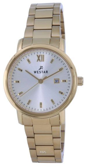 Westar Silver Dial Gold Tone Acero inoxidable Cuarzo 40245 GPN 102 Reloj para mujer