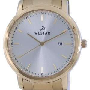 Westar Silver Dial Gold Tone Acero inoxidable Cuarzo 50243 GPN 102 Reloj para hombre