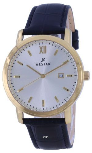 Westar Silver Dial Leather Strap Quartz 50244 GPN 102 Reloj para hombre