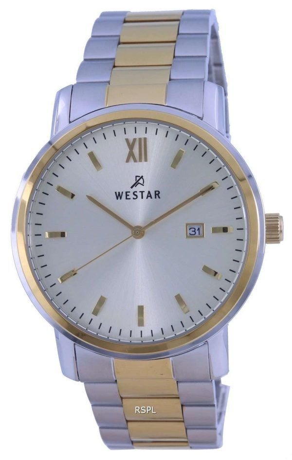 Westar Silver Dial Two Tone Acero inoxidable Cuarzo 50245 CBN 102 Reloj para hombre