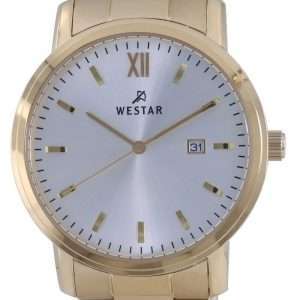 Westar Silver Dial Gold Tone Acero inoxidable Cuarzo 50245 GPN 102 Reloj para hombre