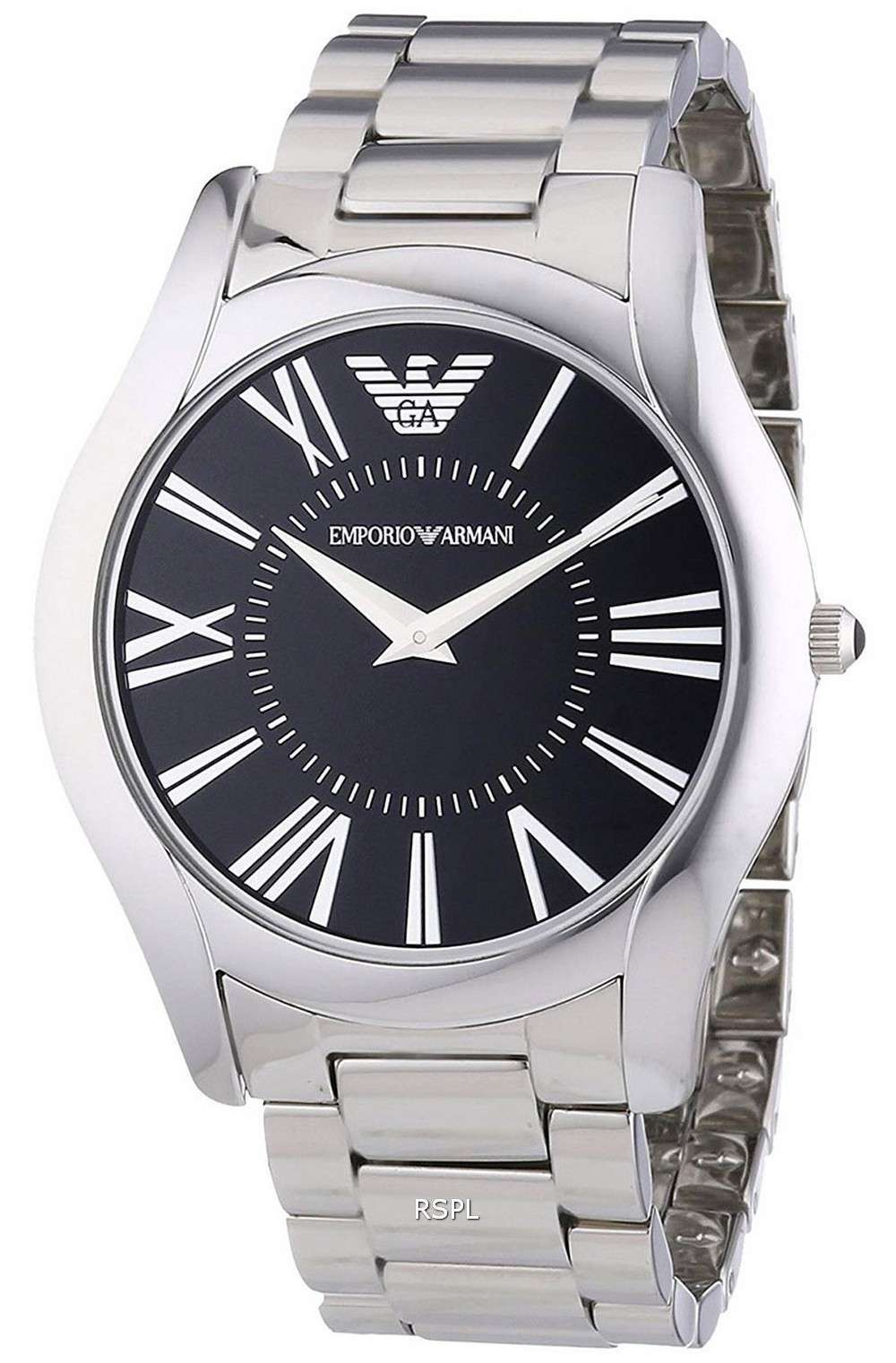Reloj Emporio Armani Super Slim Black Dial de acero inoxidable de cuarzo AR2022 para hombre
