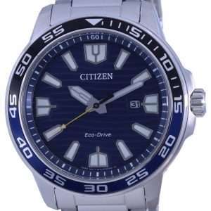 Reloj para hombre Citizen Blue Dial de acero inoxidable Eco-Drive AW1525-81L 100M