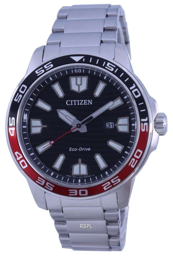Reloj para hombre Citizen con esfera negra de acero inoxidable Eco-Drive AW1527-86E 100M
