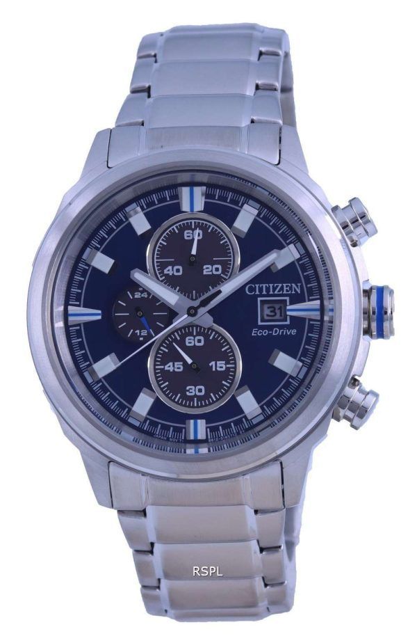 Reloj para hombre Citizen Brycen CronÃ³grafo con esfera azul de acero inoxidable Eco-Drive CA0731-82L 100M