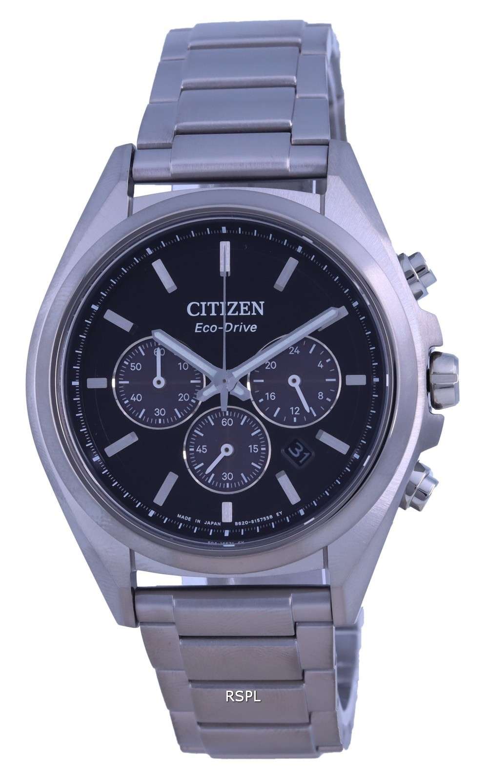 Reloj para hombre Citizen Attesa CronÃ³grafo de titanio con esfera negra Eco-Drive CA4390-55E 100M