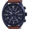 Reloj para hombre Citizen Chronograph Black Dial Leather Eco-Drive CA7045-14E 100M