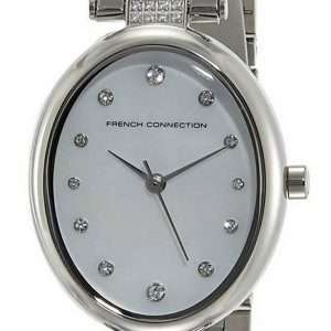 FCUK Crystal Accents Reloj de cuarzo de acero inoxidable FCS1012SM para mujer