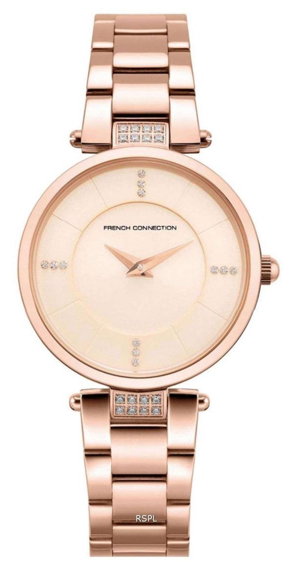 FCUK Crystal Accents Reloj de cuarzo con esfera en tono dorado rosa FCS1015RGM para mujer