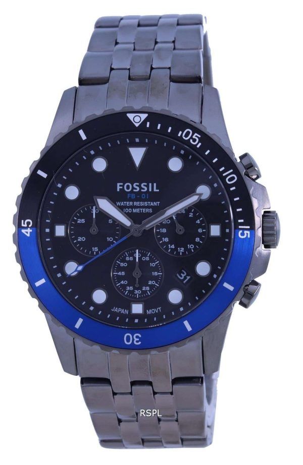 Fossil FB-01 Chronograph Smoke Reloj de cuarzo de acero inoxidable FS5835 100M para hombre