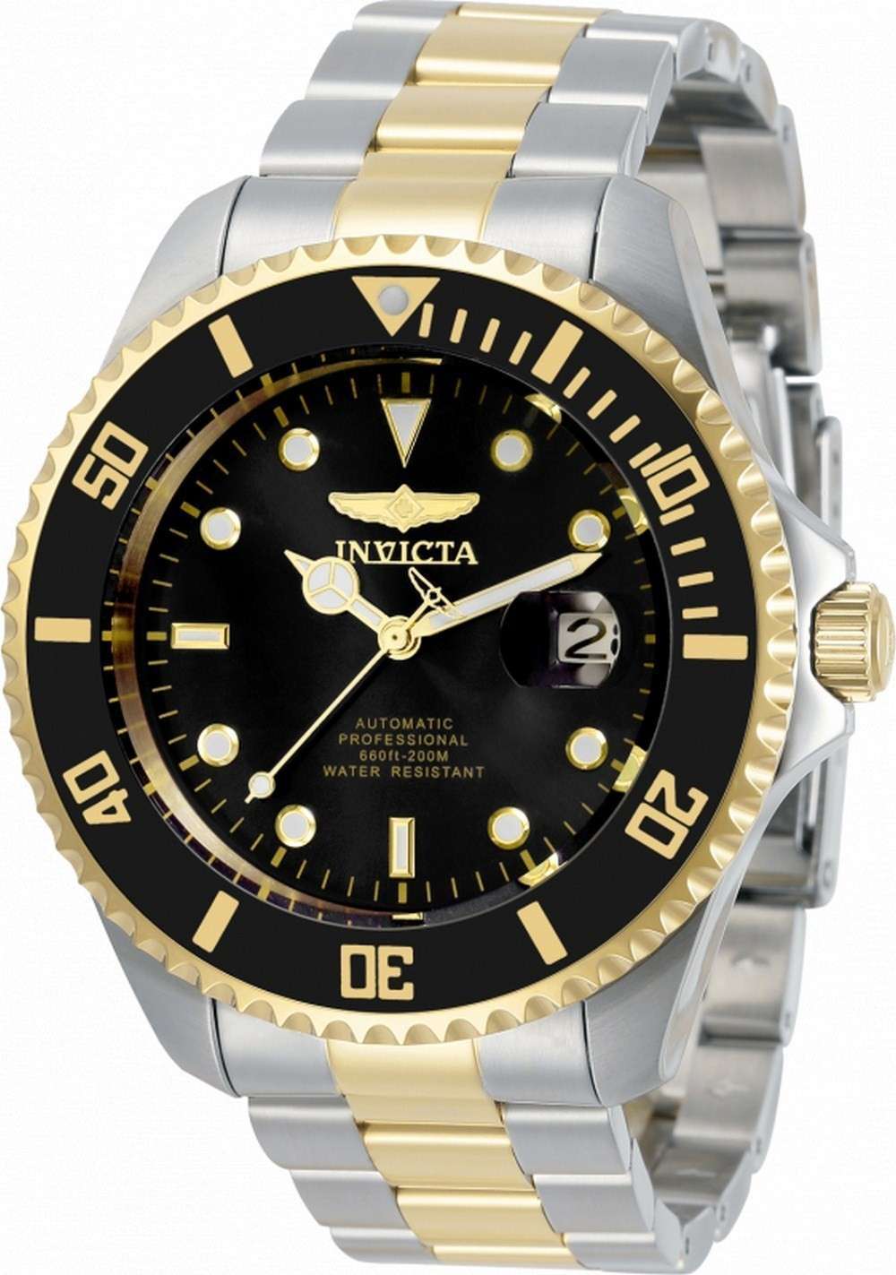 Reloj para hombre Invicta Pro Diver con esfera negra, dos tonos, acero inoxidable, automÃ¡tico, 34041 200M