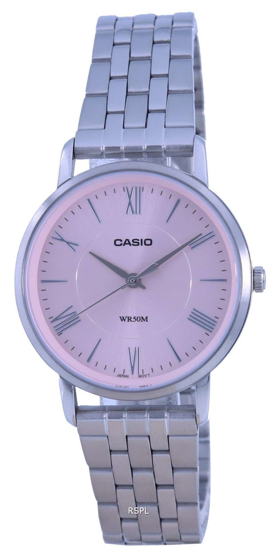 Reloj Casio analÃ³gico rosa de acero inoxidable de cuarzo LTP-B110D-4A LTPB110D-4 para mujer