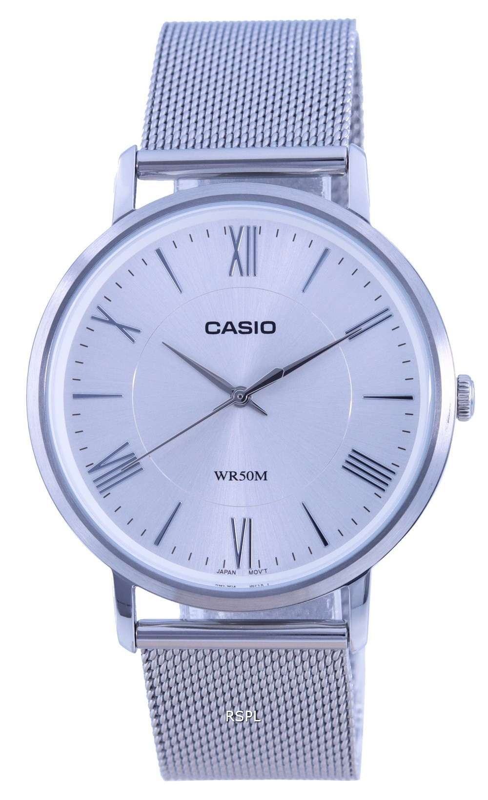 Reloj Casio analÃ³gico plateado de acero inoxidable de cuarzo MTP-B110M-7A MTPB110M-7 para hombre
