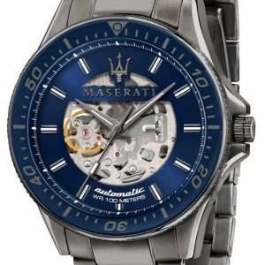 Maserati Sfida Skeleton Dial azul Acero inoxidable AutomÃ¡tico R8823140001 100M Reloj para hombre