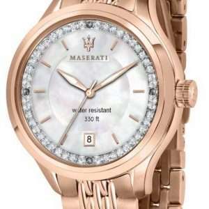 Maserati Traguardo Crystal Accents Madre de perla Dial Quartz R8853112514 100M Reloj para mujer