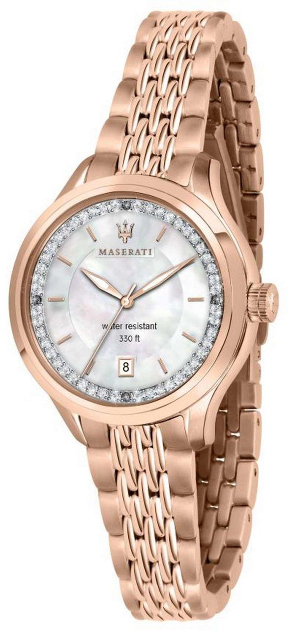 Maserati Traguardo Crystal Accents Madre de perla Dial Quartz R8853112514 100M Reloj para mujer
