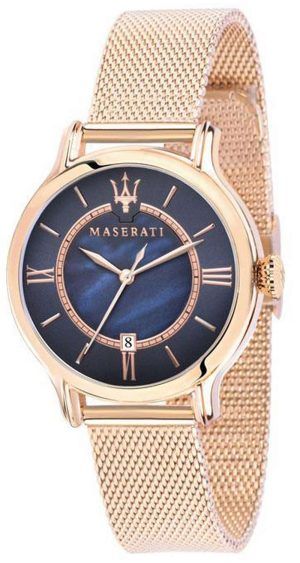 Maserati Epoca Dial negro Tono dorado rosa Acero inoxidable Cuarzo R8853118513 100M Reloj para mujer