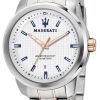 Reloj para hombre Maserati Successo, esfera blanca, acero inoxidable, cuarzo R8853121005