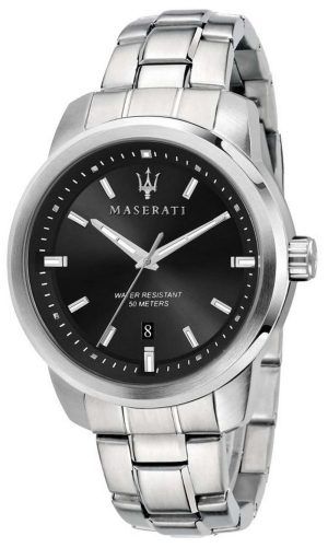 Reloj para hombre Maserati Successo, esfera negra, acero inoxidable, cuarzo R8853121006