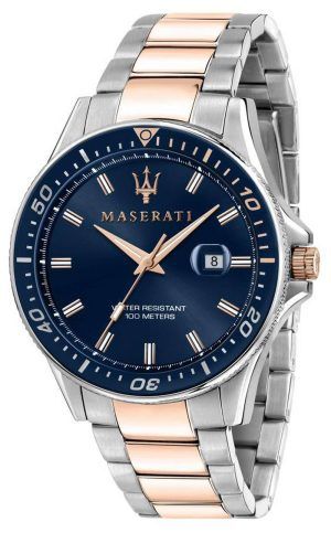 Reloj para hombre Maserati Sfida con esfera azul, acero inoxidable en dos tonos, cuarzo R8853140003 100M