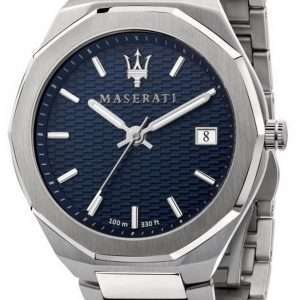 Maserati Stile Blue Dial acero inoxidable cuarzo R8853142006 100M Reloj para hombre