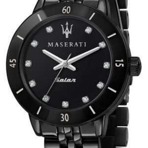 Reloj Maserati Successo Crystal Accents esfera negra solar R8853145501 para mujer
