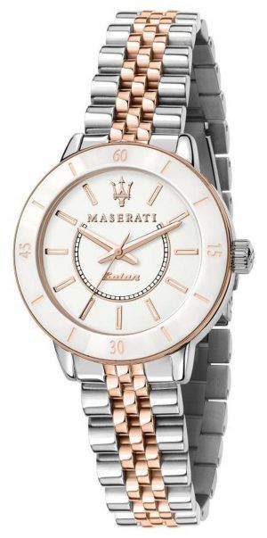 Reloj para mujer Maserati Successo, esfera blanca, acero inoxidable en dos tonos, solar R8853145504