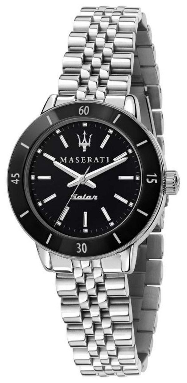 Reloj para mujer Maserati Successo, esfera negra, acero inoxidable, solar R8853145506