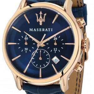 Maserati Epoca CronÃ³grafo Esfera azul Correa de cuero Cuarzo R8871618013 100M Reloj para hombre