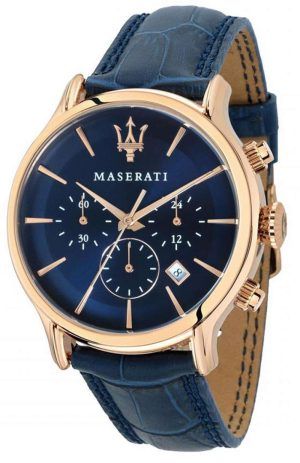 Maserati Epoca CronÃ³grafo Esfera azul Correa de cuero Cuarzo R8871618013 100M Reloj para hombre